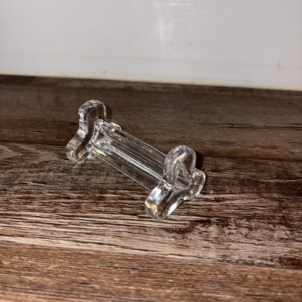 Antique French Pressed Glass Knife Holder Clover Leaf End 3"